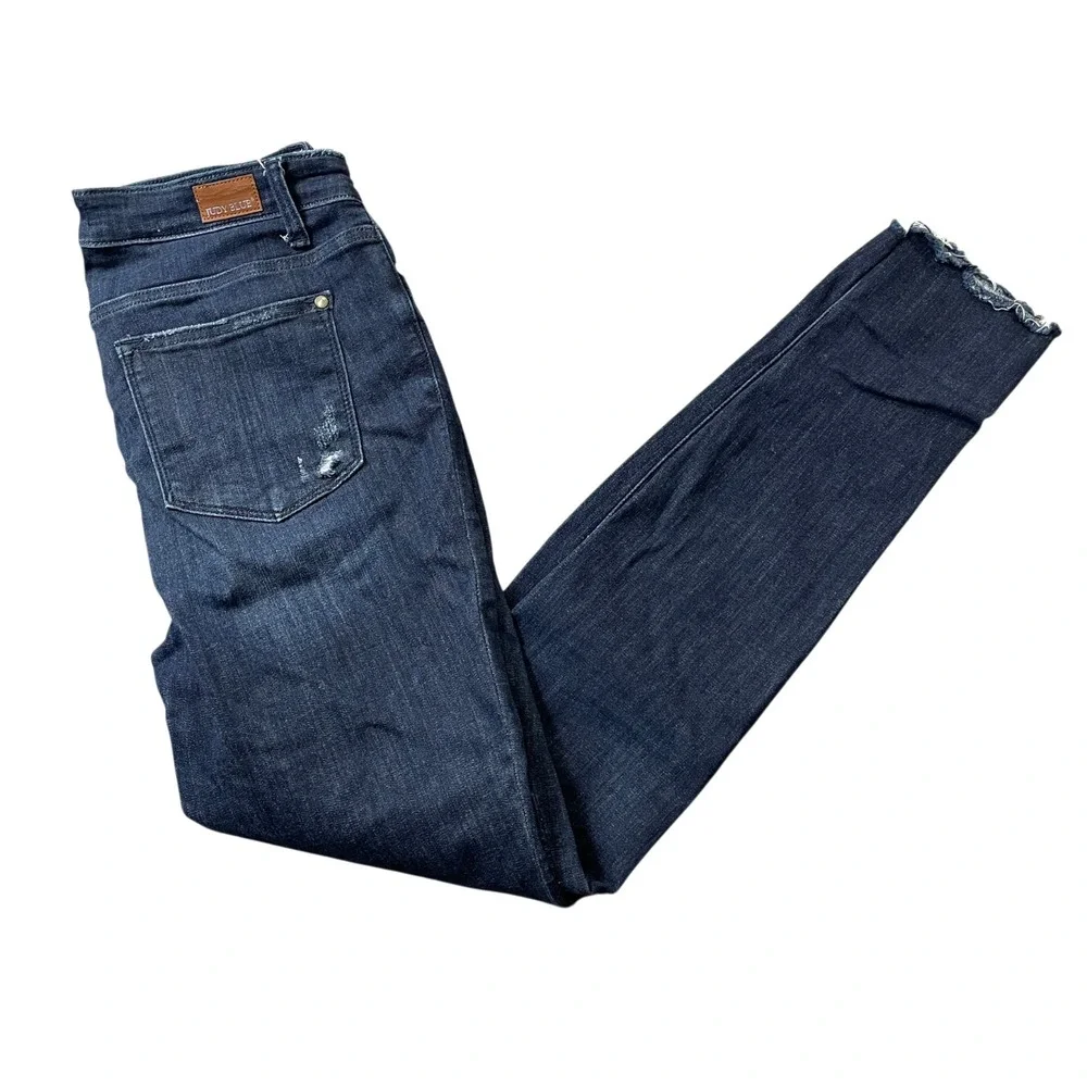 Judy‎ Blue 9/29 Skinny Fit Jeans Raw Hem Cotton Blend
